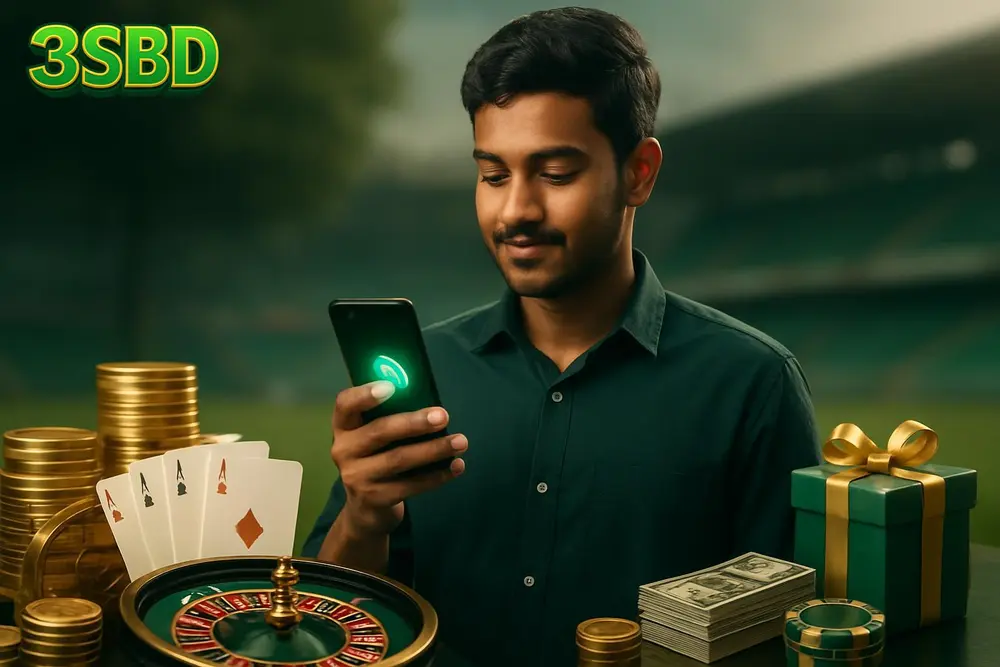 3SBD App โ a young Bangladeshi man walking outdoors while glancing at his smartphone showing a glowing app icon with 3SBD App โ a young Bangladeshi man walking outdoors while glancing at his smartphone showing a glowing app icon with